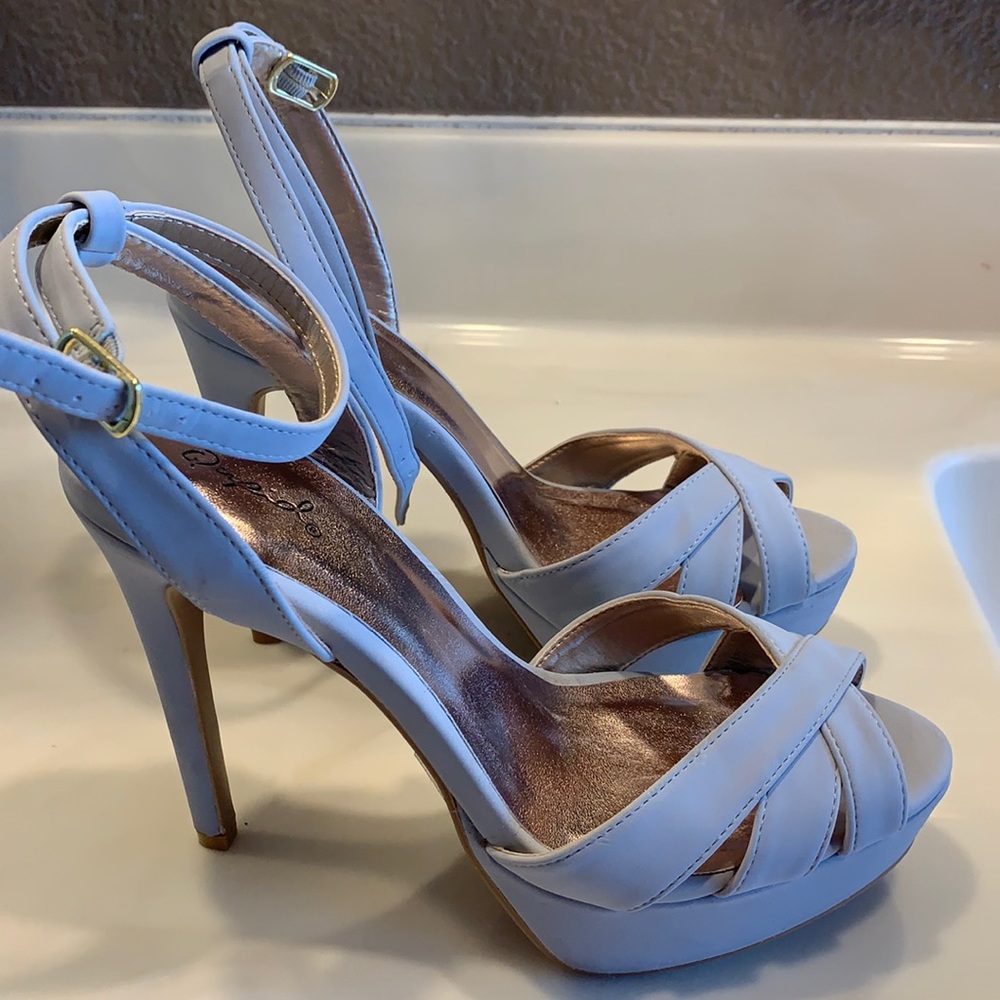 Baby blue platform heels. Ankle straps. Like new! Size 8